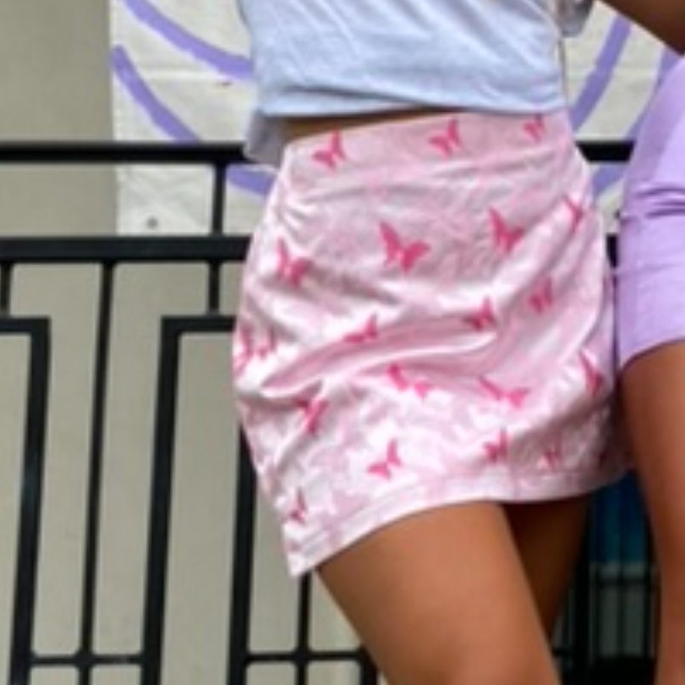 DOLLS KILL (SUGAR THRILLZ) "POLAROID FEVER MINI BUTTERFLY SKIRT"